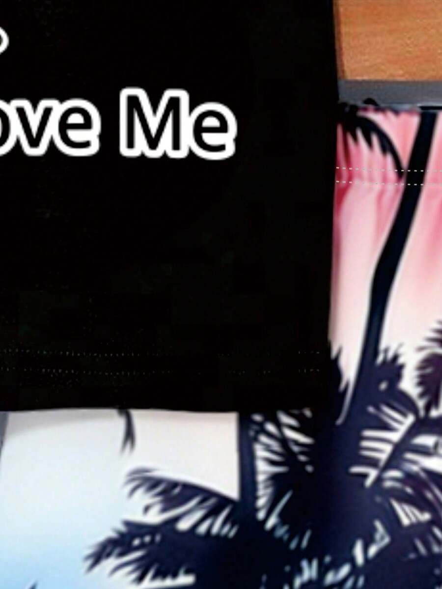 Baby Boy Letter Print Tank Top and Palm Tree Print Shorts 3 Piece Summer Outfit Set with Sunglasses