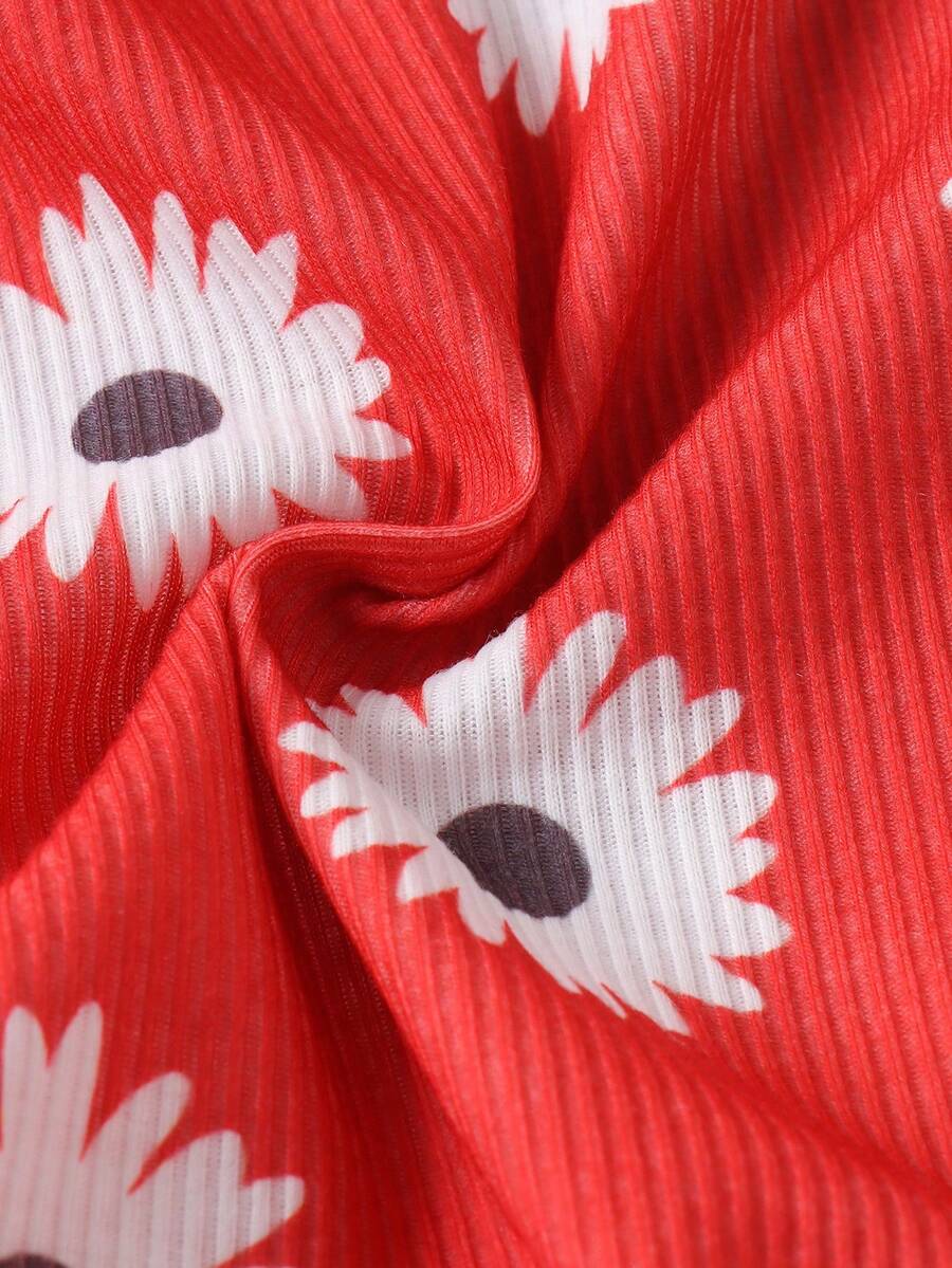 2PCS Baby Girl Cute Print Romper and Shorts Set for Summer Daily Wear