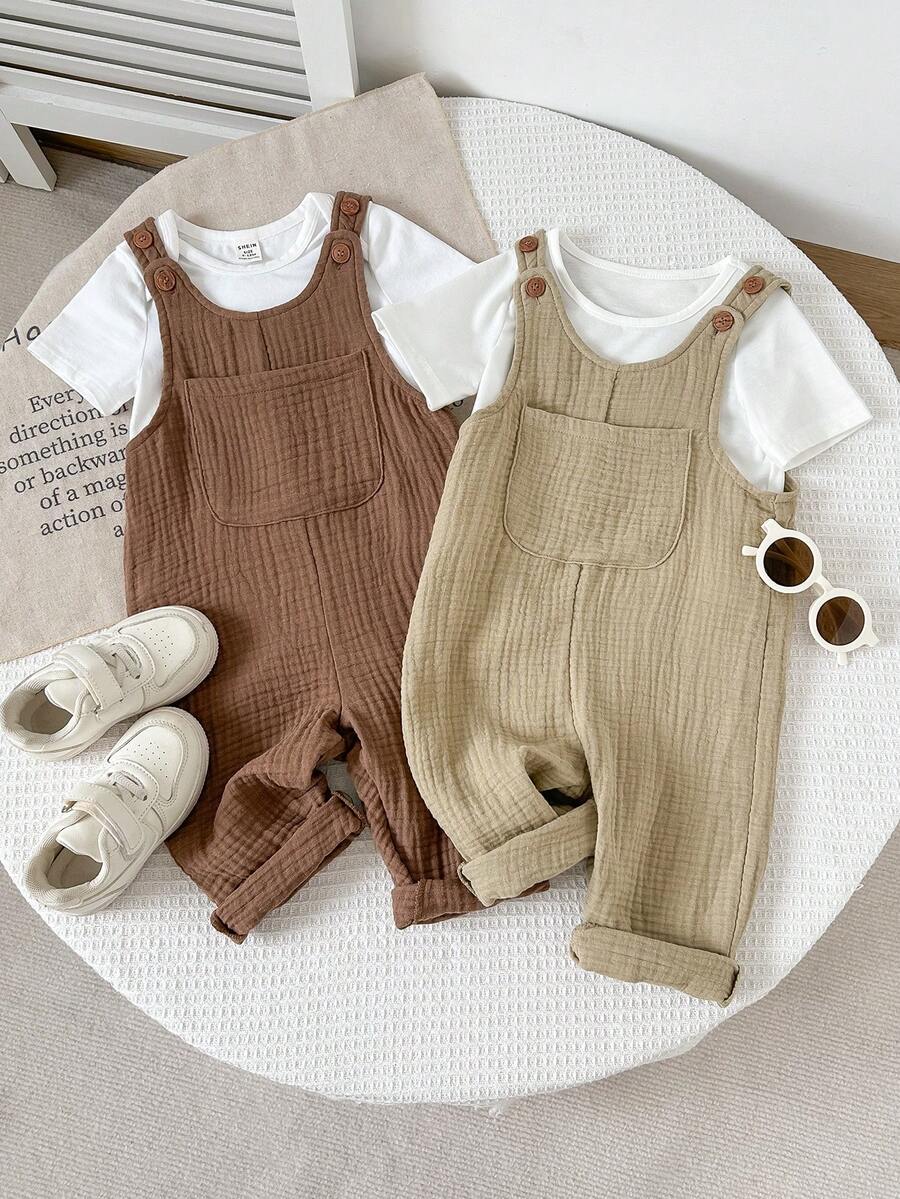 Unisex Baby Cute Denim Bib Pants Casual Overall Outfit for Spring Summer Autumn Wear