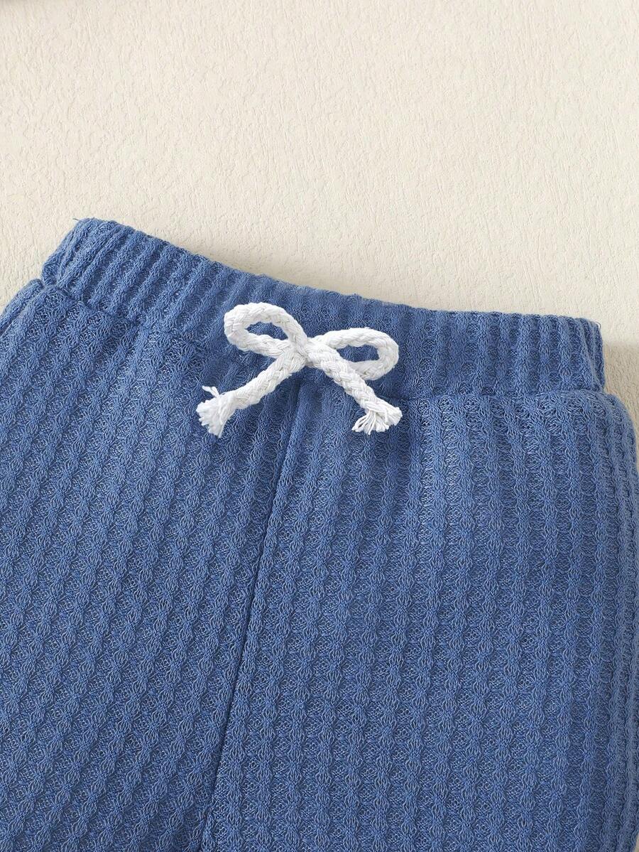Baby Boy Solid Color Shorts Set - MAMA'S BOY Embroidered Summer Outfits