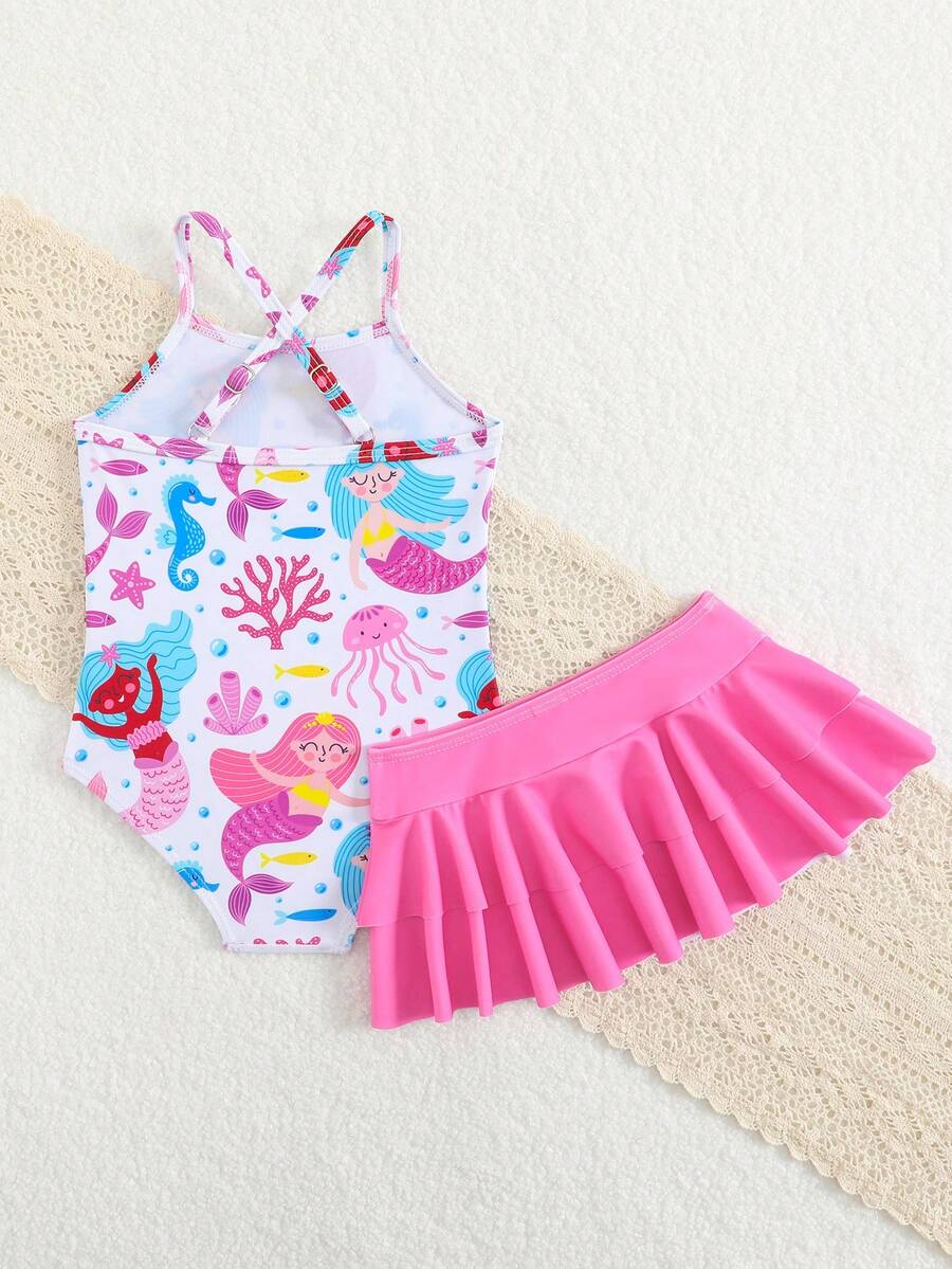 Little Girls Strawberry Swim Dress One Piece Beach Vacation Swimwear