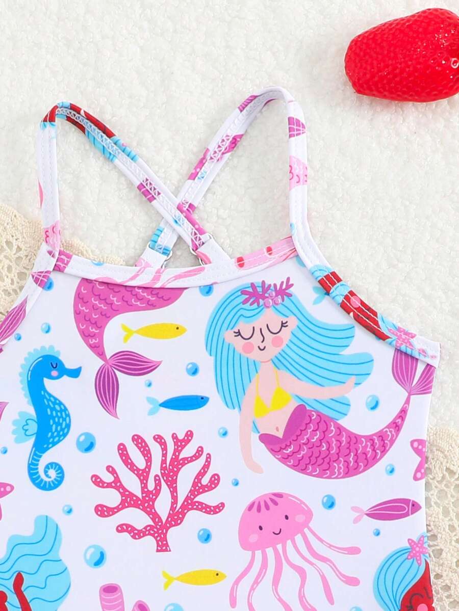 Little Girls Strawberry Swim Dress One Piece Beach Vacation Swimwear