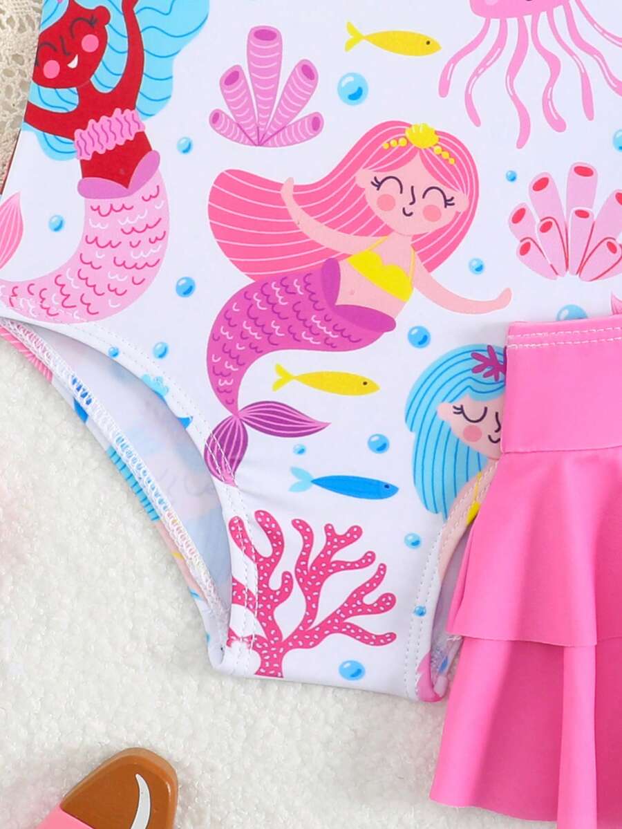 Little Girls Strawberry Swim Dress One Piece Beach Vacation Swimwear
