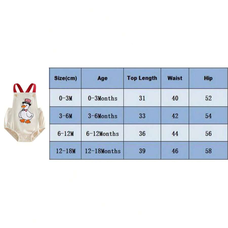 Infant 4th of July Jumpsuit with Flag Embroidery Sleeveless Square Neck Romper
