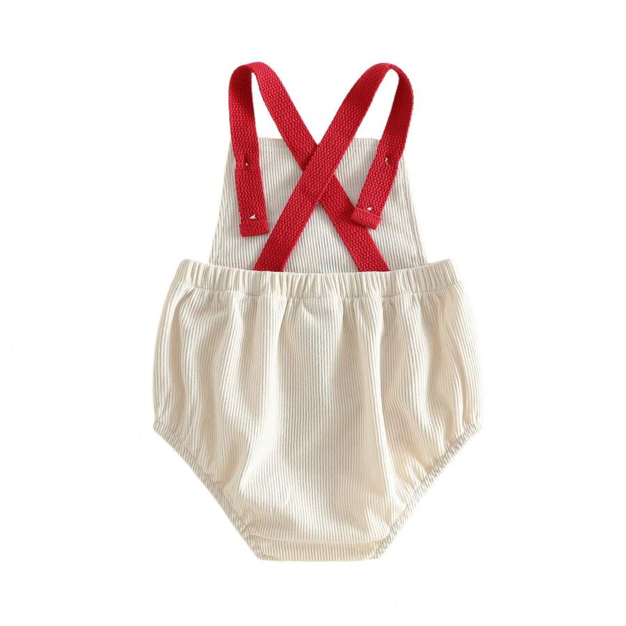 Infant 4th of July Jumpsuit with Flag Embroidery Sleeveless Square Neck Romper