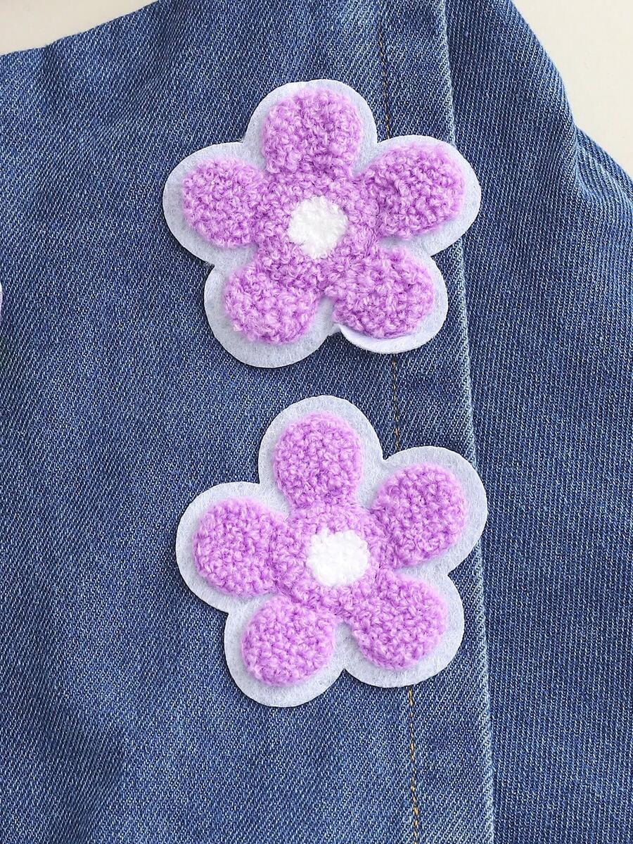 Toddler Girls Textured Knit Vest Top And Denim Skort Flower Embroidered Summer Outfit Set