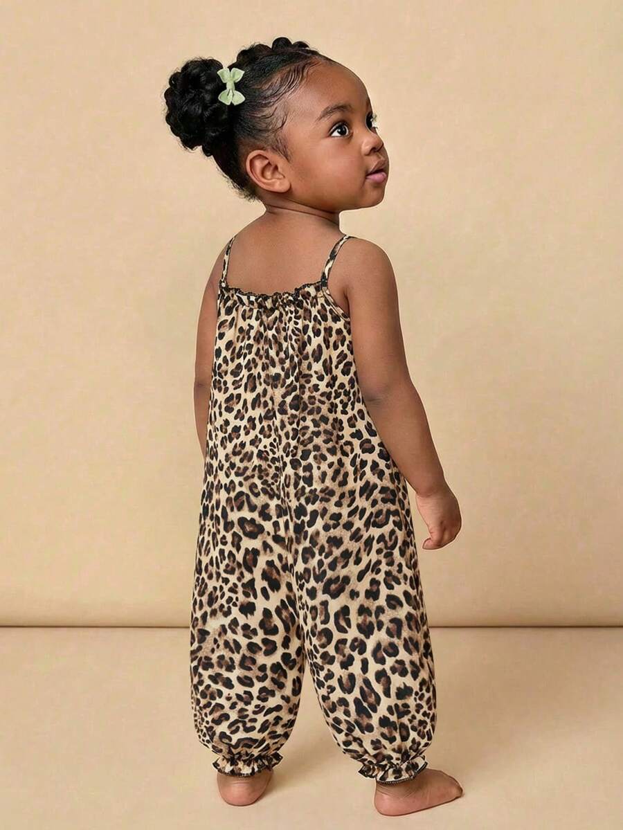 Baby Girl Casual Spaghetti Strap Jumpsuit Cute Sleeveless Summer Vacation Outfit For Newborn Infant Toddler Girls