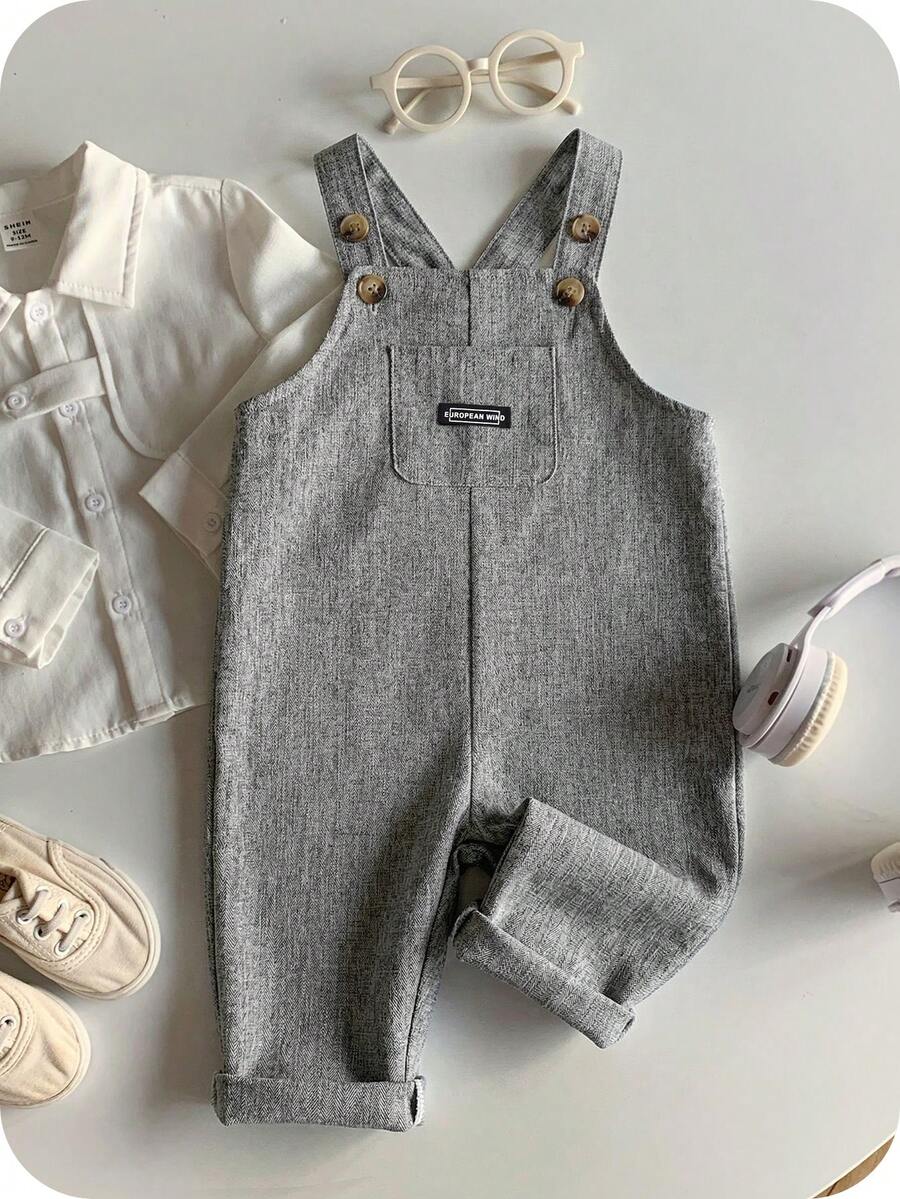 Striped Baby Boys Jumpsuit With Cartoon Bear Design Casual Kids Outfit
