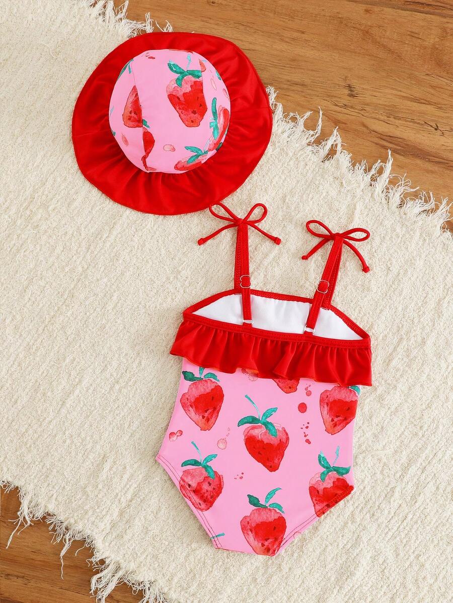 Baby Minimalist Print One-Piece Swimsuit for Daily Summer Beach and Pool Wear