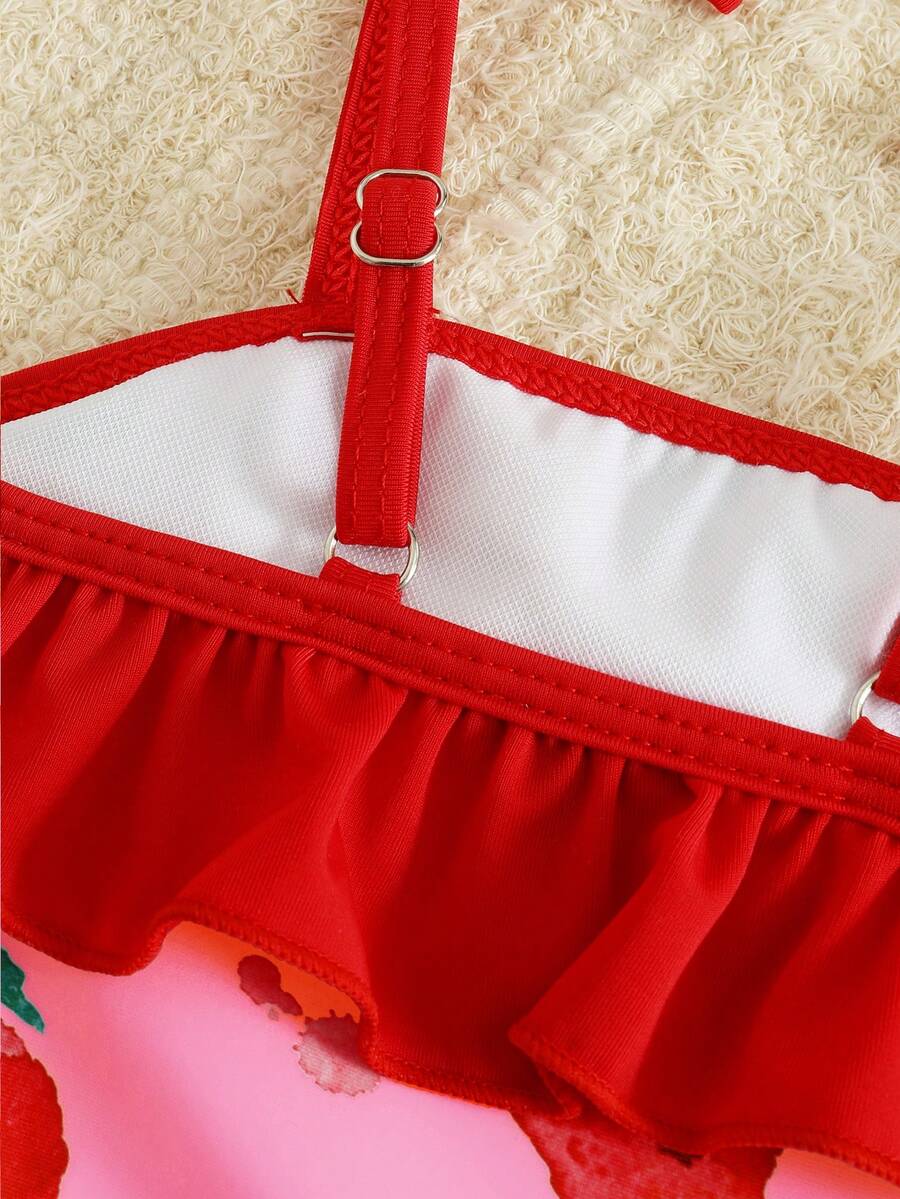 Baby Minimalist Print One-Piece Swimsuit for Daily Summer Beach and Pool Wear