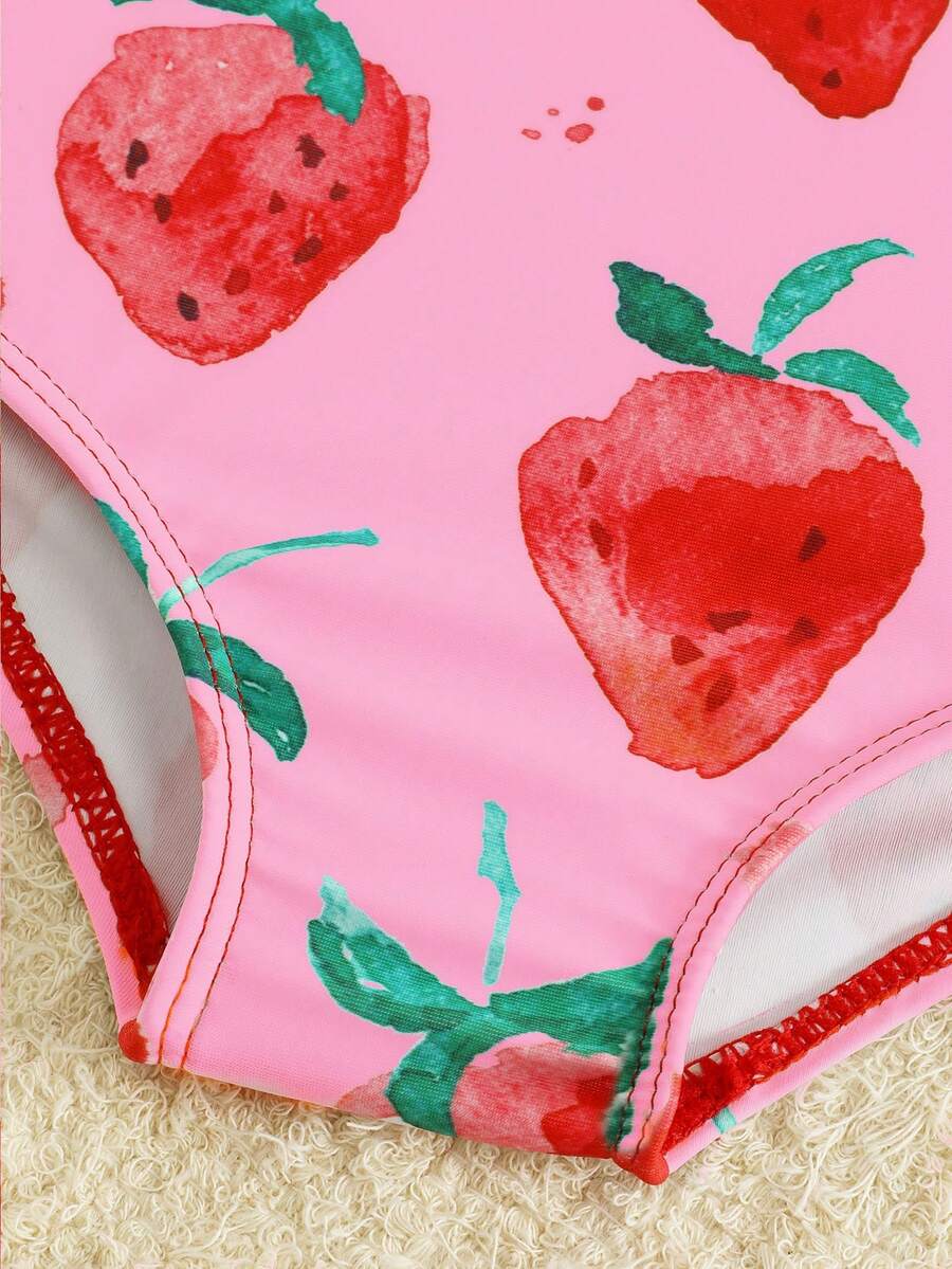 Baby Minimalist Print One-Piece Swimsuit for Daily Summer Beach and Pool Wear