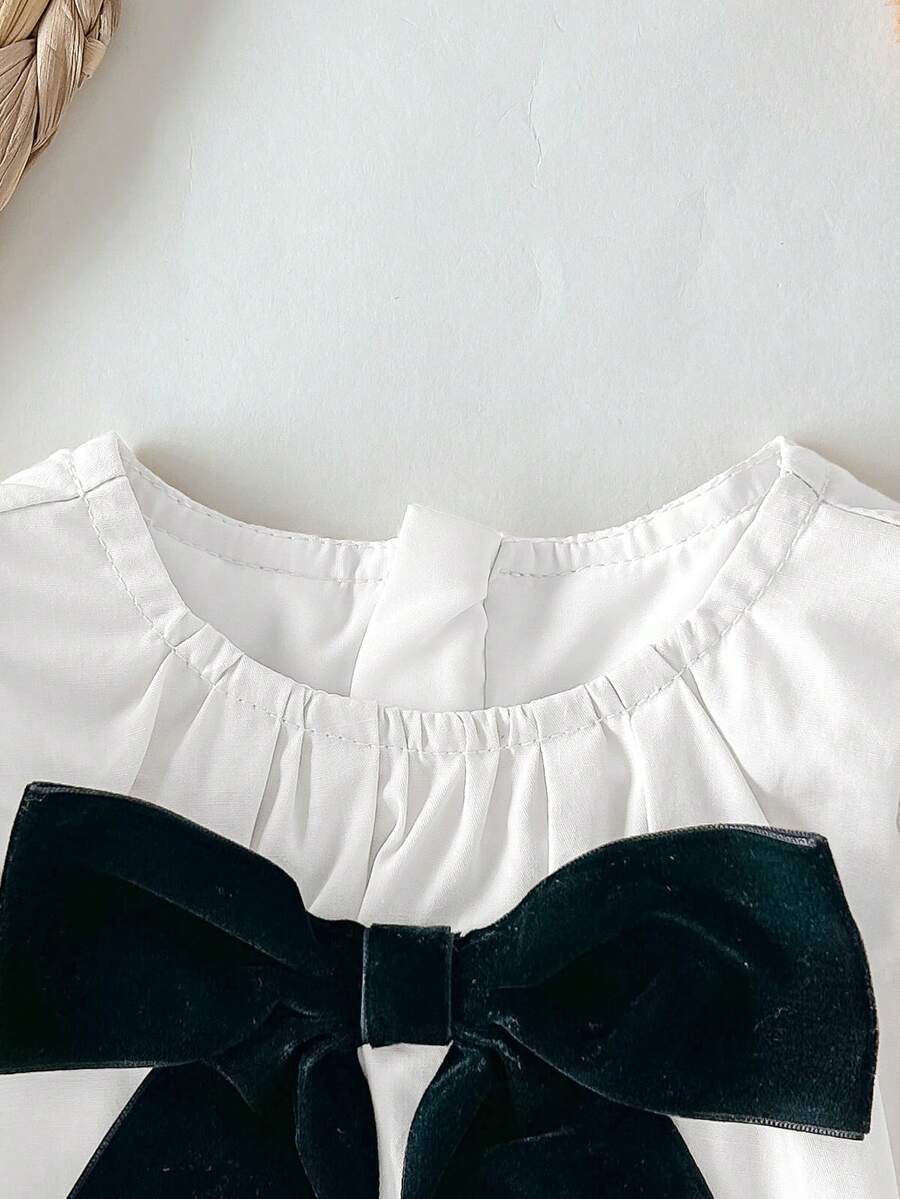 Baby Apricot Bowknot Long Sleeve Dress for Cute Daily and Outdoor Wear