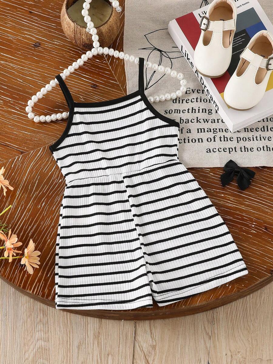 Cute Baby Girl Sleeveless Ribbed Short Jumpsuit With Bow Detail Casual Summer Wear