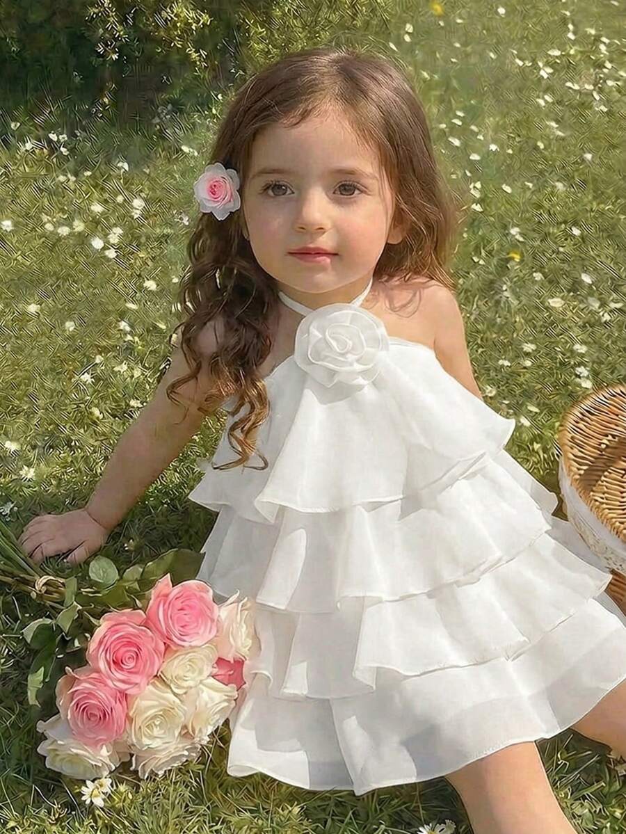 Toddler Girls Sleeveless Floral Sundress With Ruffle Detail Cute Party Wear