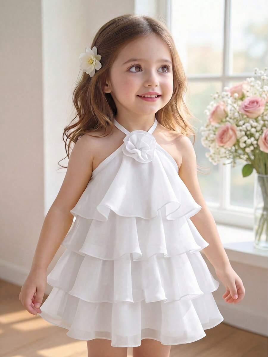 Toddler Girls Sleeveless Floral Sundress With Ruffle Detail Cute Party Wear