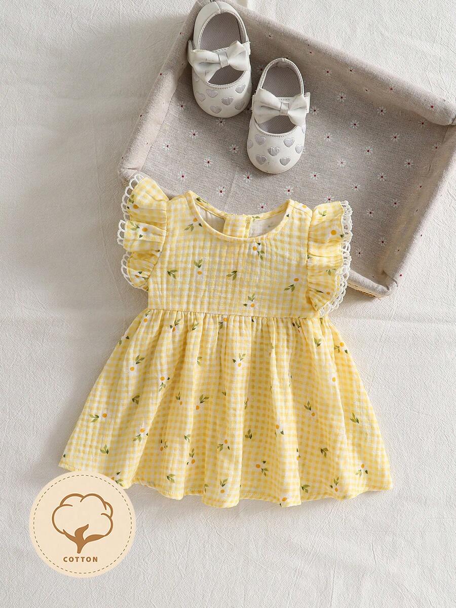 Baby Ditsy Floral Cinched Waist Dress for Cute Spring and Summer Wear