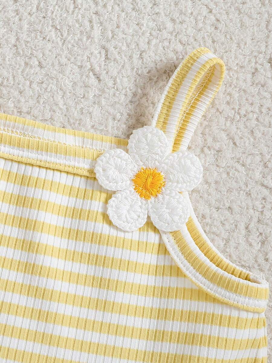 Striped Knit Camisole And Shorts Set For Baby Girls Summer Vacation Wear