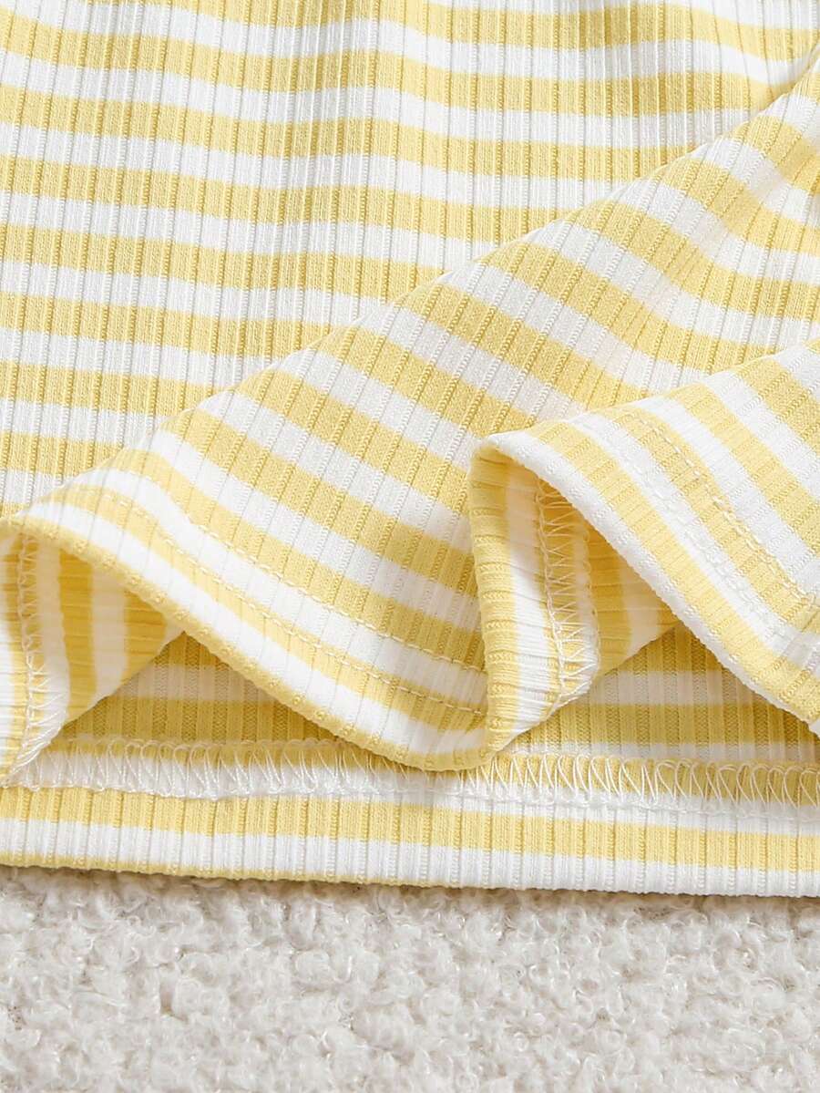 Striped Knit Camisole And Shorts Set For Baby Girls Summer Vacation Wear