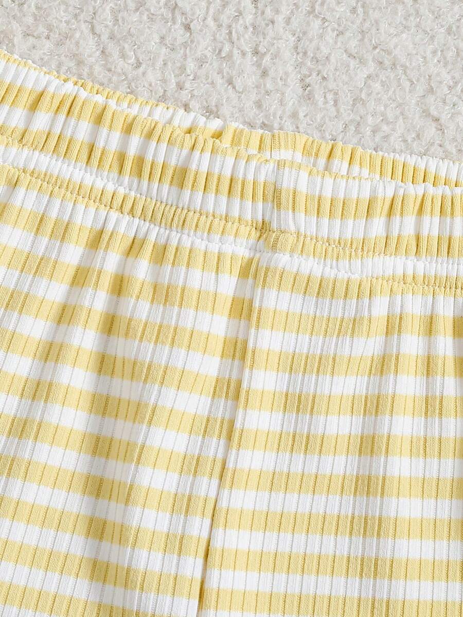 Striped Knit Camisole And Shorts Set For Baby Girls Summer Vacation Wear