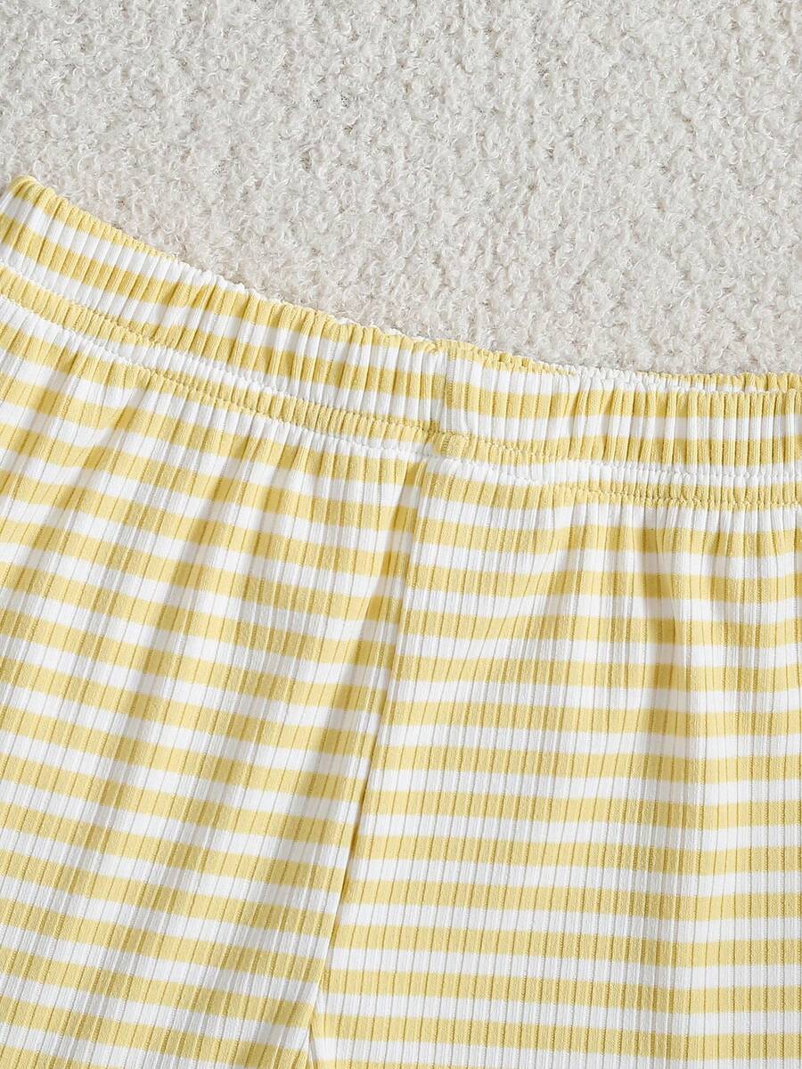 Striped Knit Camisole And Shorts Set For Baby Girls Summer Vacation Wear