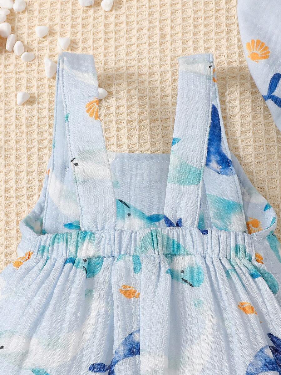 Infant Boy Bear Graphic Overalls - Charming Animal Motif One-Piece Outfit