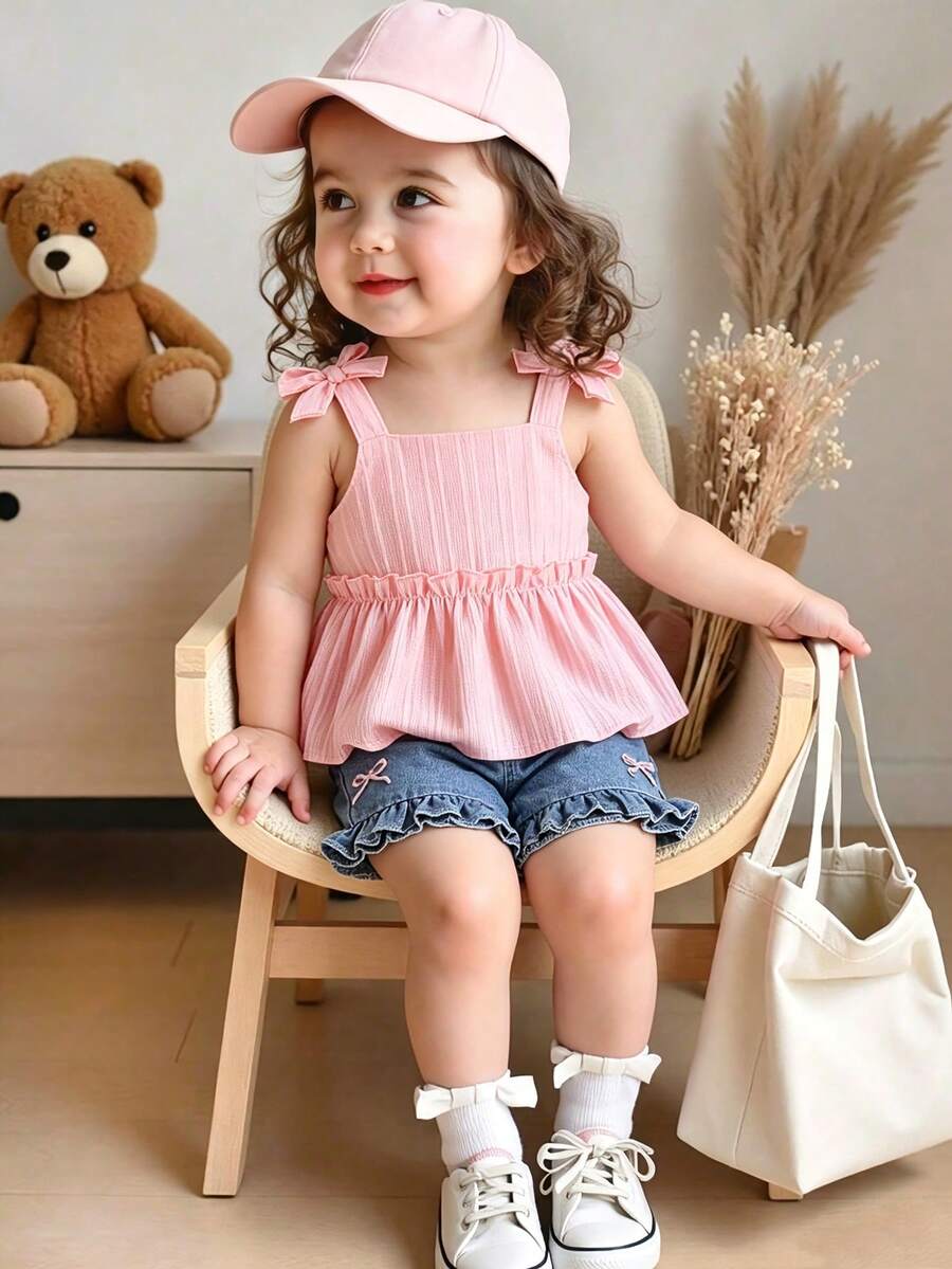 Cute Cherry Summer Clothing Set For Little Girls Party And Outing Style