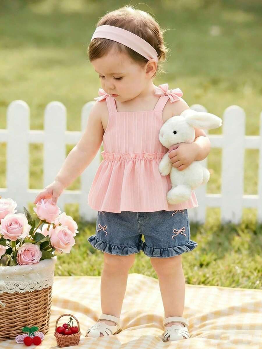 Cute Cherry Summer Clothing Set For Little Girls Party And Outing Style