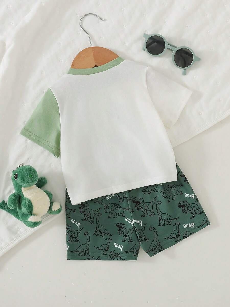 Newborn Boy & Girl Summer Knit Outfit -Cute Cartoon Bear Striped Shirt & Shorts Set