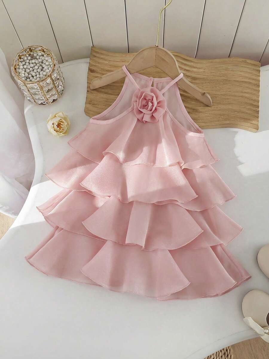 Toddler Girls Sleeveless Floral Sundress With Ruffle Detail Cute Party Wear