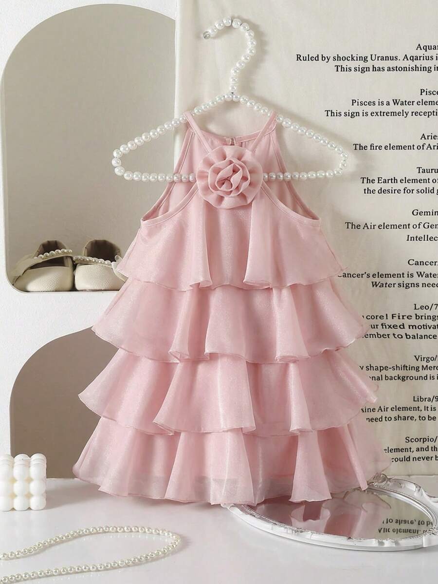 Toddler Girls Sleeveless Floral Sundress With Ruffle Detail Cute Party Wear