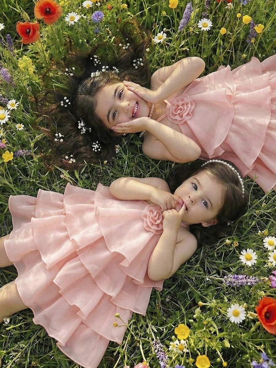 Toddler Girls Sleeveless Floral Sundress With Ruffle Detail Cute Party Wear