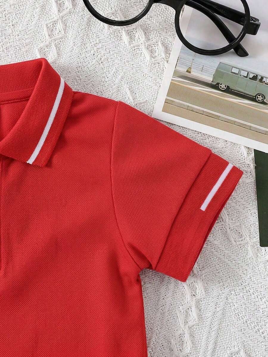 Playful Pals Baby Boy Khaki OOTD: Textured V-Neck and Striped Outfit