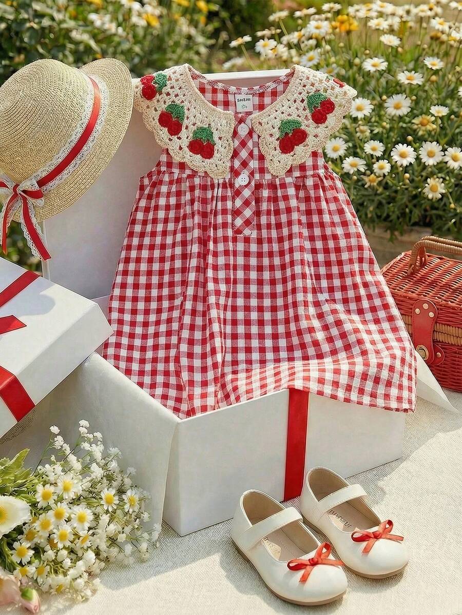 Ruffle Collar Floral Print Sleeveless Dress for Baby Girls