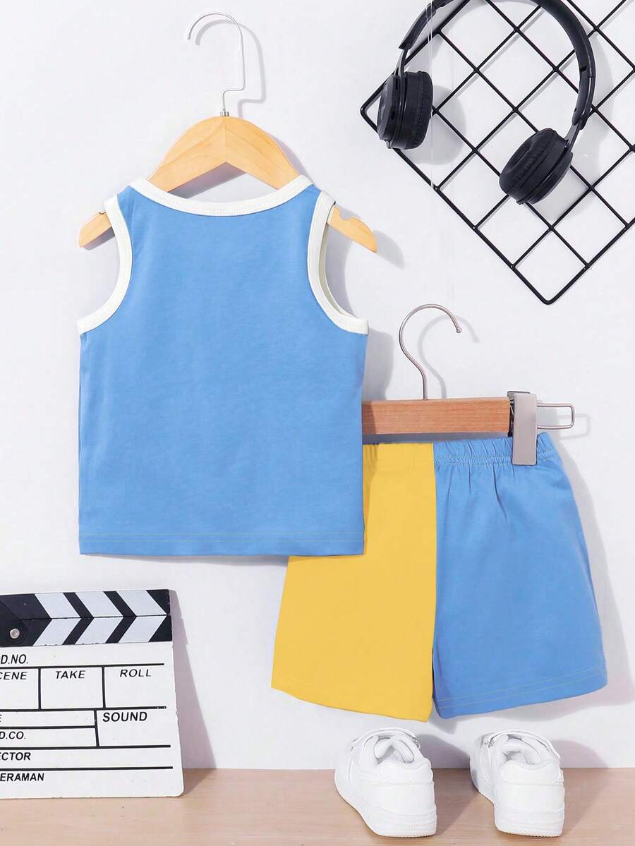 Sleeveless Forest Animal Print Suit for Baby Boy Summer Daily Wear
