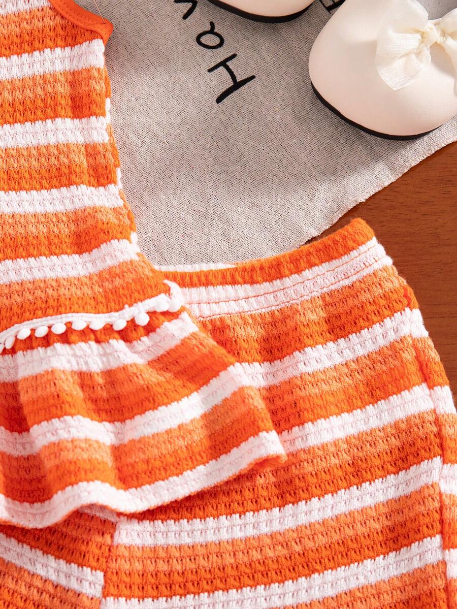 Two Piece Summer Clothing Set For Kids Girls Floral Knit Top And Shorts