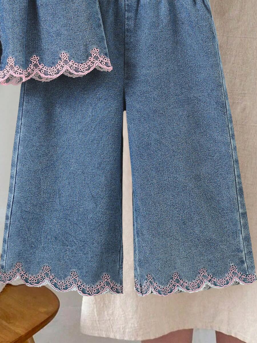 Elegant Countryside Outfit Set For Baby Girls With Embroidered Detail