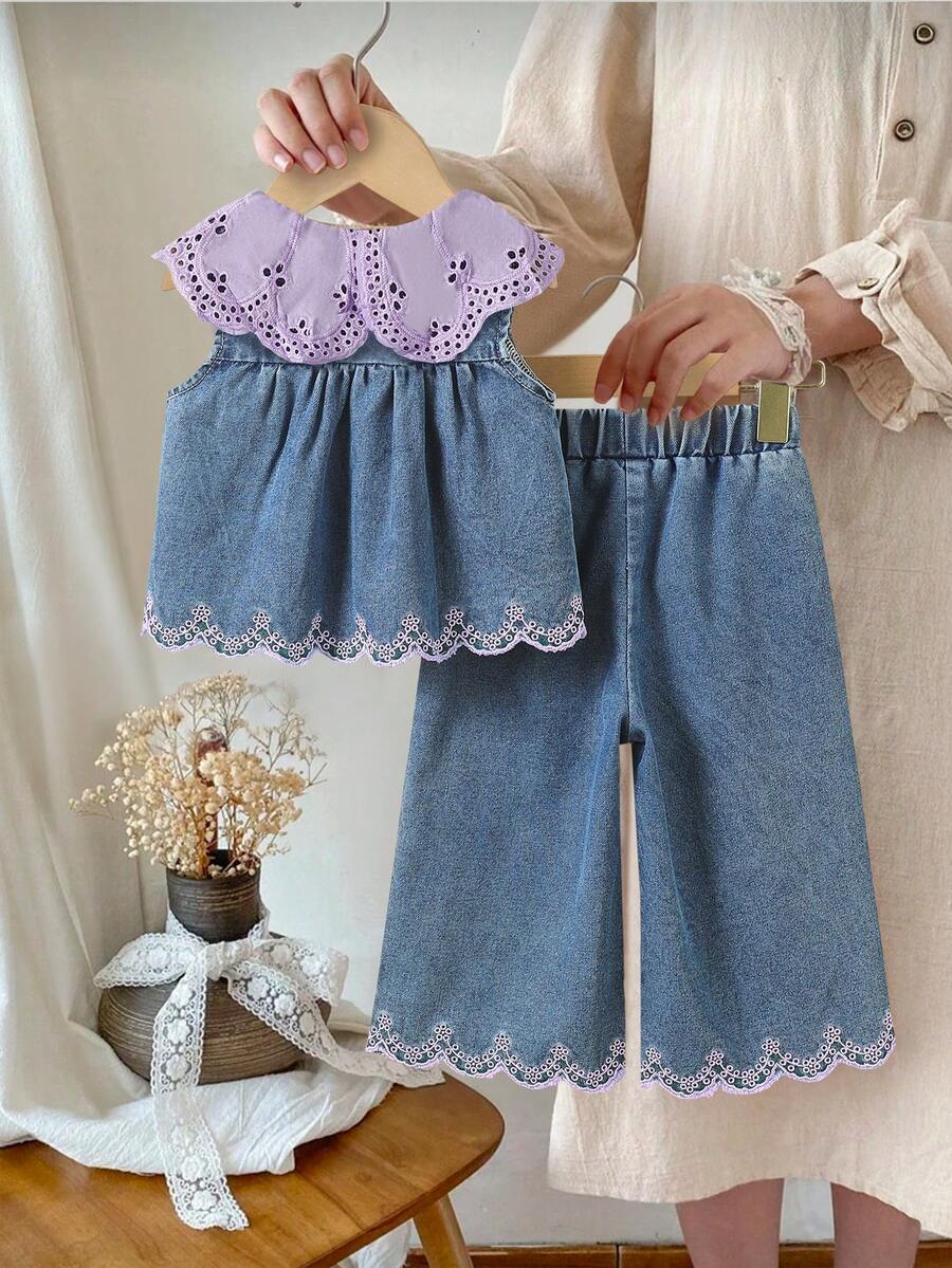Elegant Countryside Outfit Set For Baby Girls With Embroidered Detail