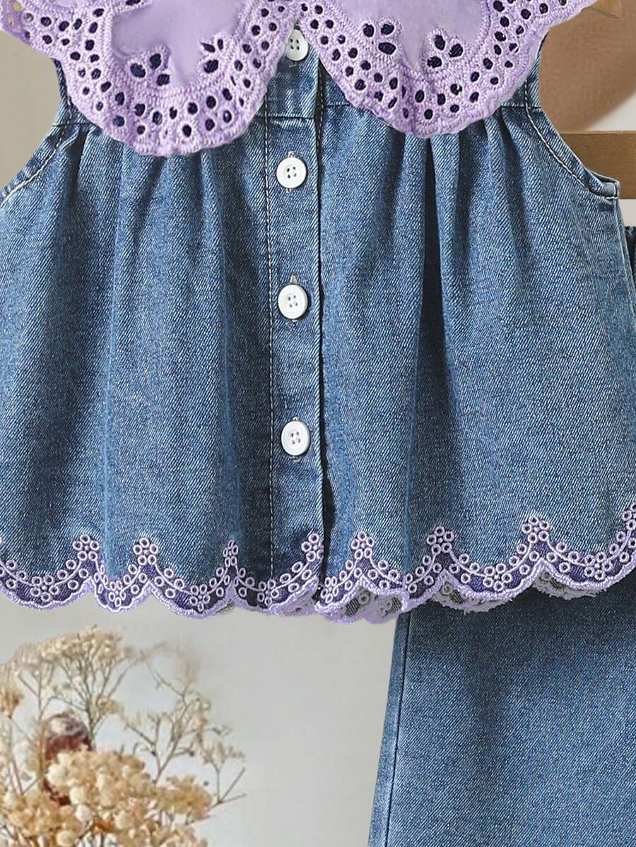 Elegant Countryside Outfit Set For Baby Girls With Embroidered Detail