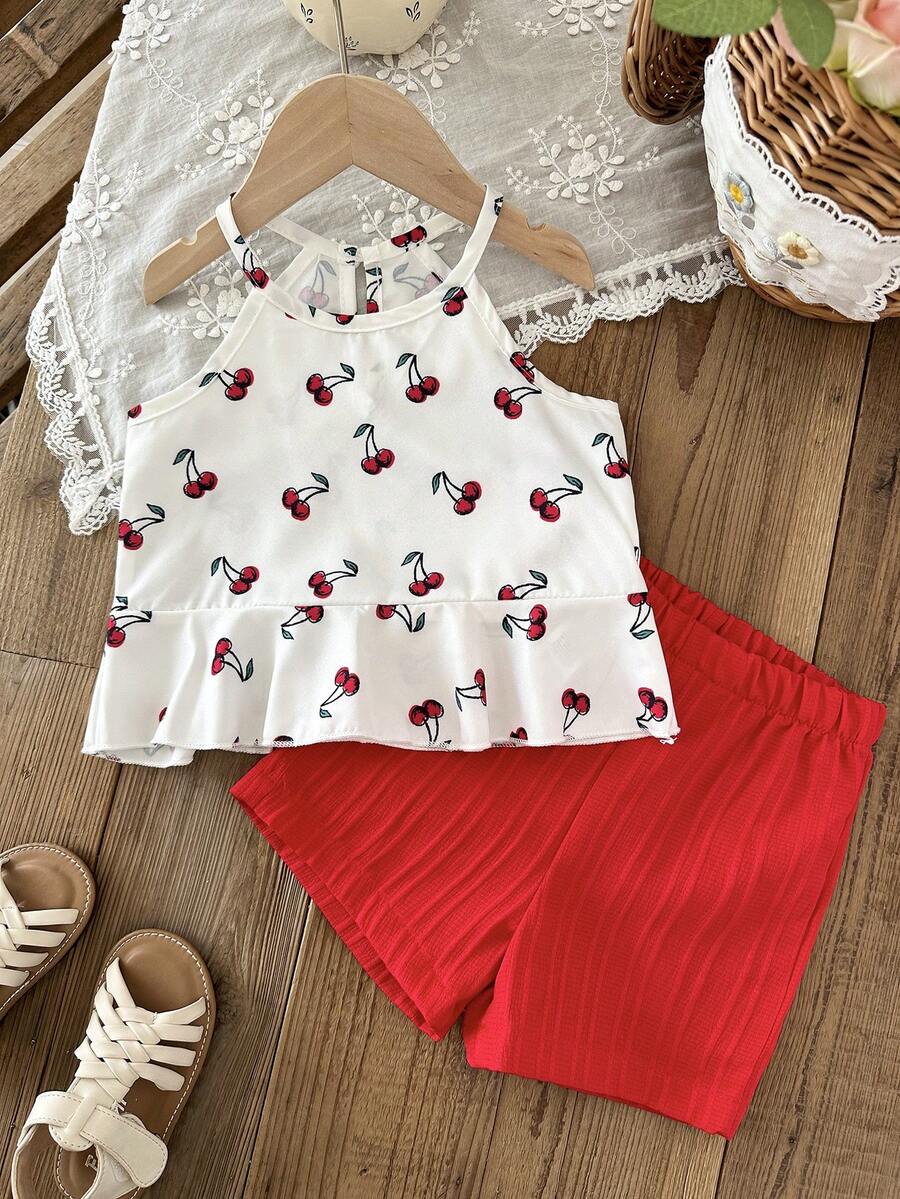 Newborn & Baby Girl 2pcs Spring/Summer Dopamine Color Vacation Set (0-3Y)