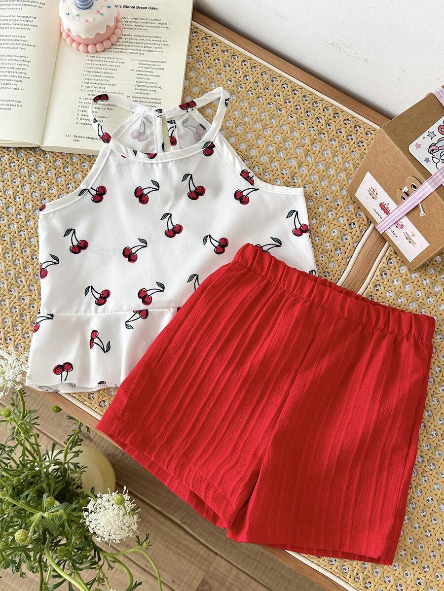 Newborn & Baby Girl 2pcs Spring/Summer Dopamine Color Vacation Set (0-3Y)