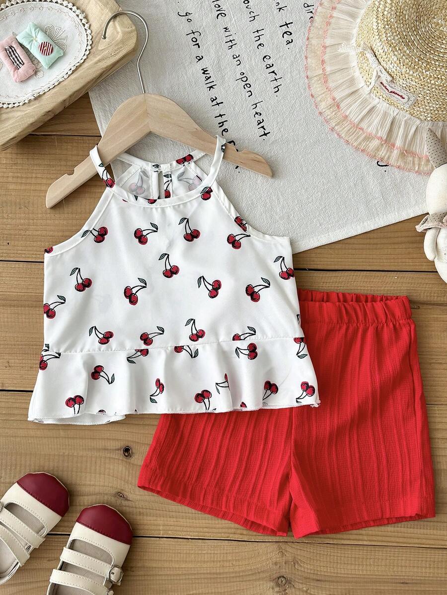 Newborn & Baby Girl 2pcs Spring/Summer Dopamine Color Vacation Set (0-3Y)