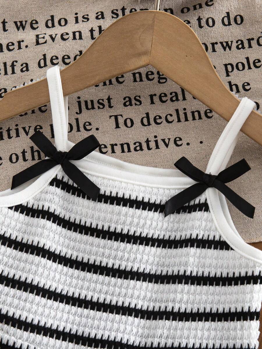 Cute Baby Girl Sleeveless Ribbed Short Jumpsuit With Bow Detail Casual Summer Wear