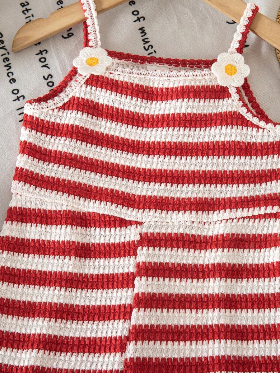 Cute Baby Girl Sleeveless Ribbed Short Jumpsuit With Bow Detail Casual Summer Wear