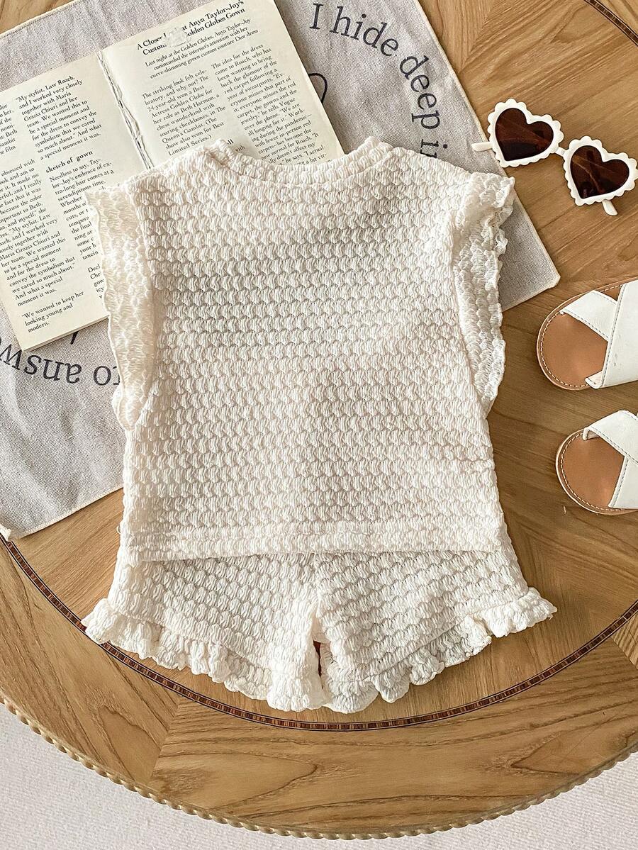 Baby Girl Black & White Striped Ruffle Sleeve T-Shirt & Shorts Set
