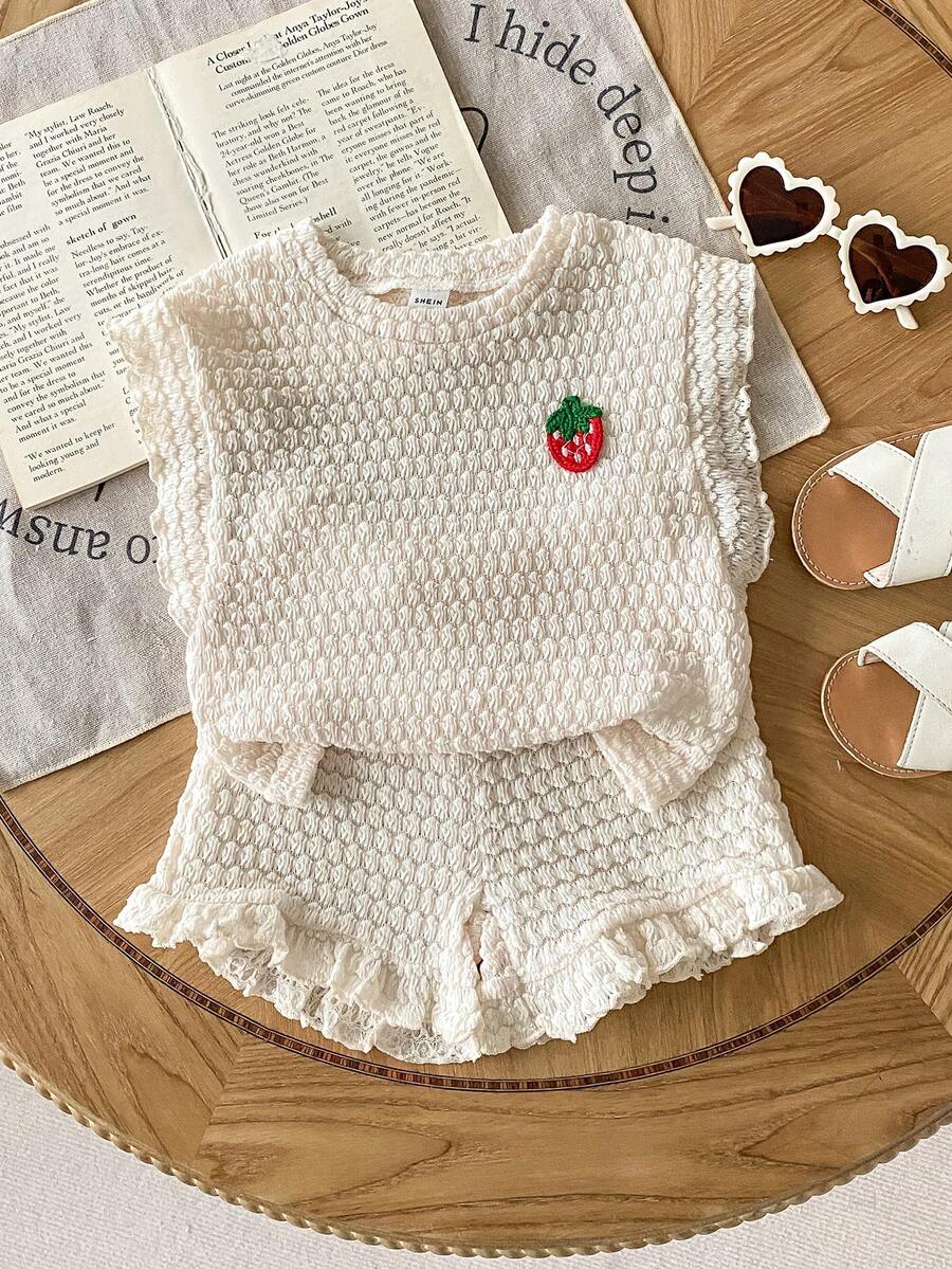 Baby Girl Black & White Striped Ruffle Sleeve T-Shirt & Shorts Set
