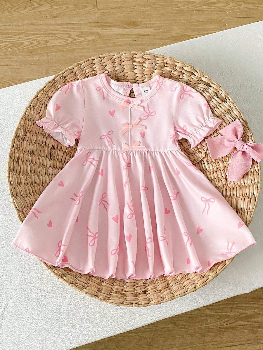 Baby Textured Princess Sleeve Dress for Elegant Spring and Summer Outings