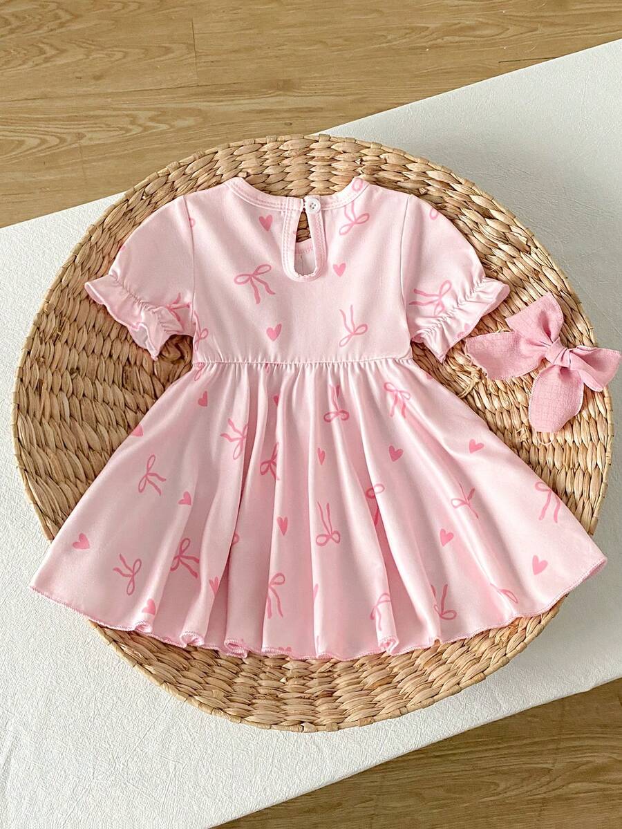 Baby Textured Princess Sleeve Dress for Elegant Spring and Summer Outings