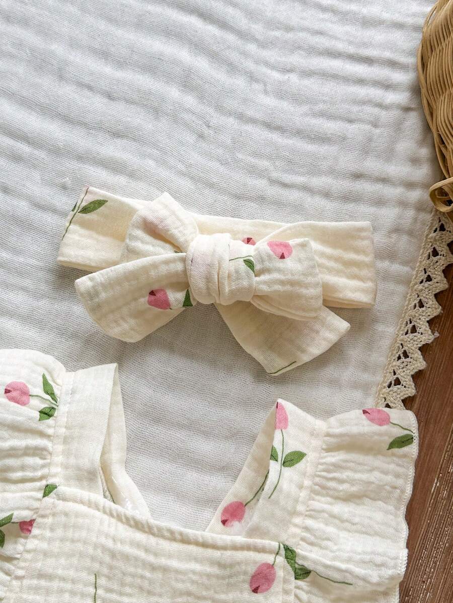 Baby Floral Print Sleeveless Jumpsuit for Casual Summer Daily Wear and Outings