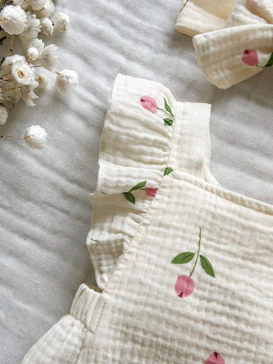 Baby Floral Print Sleeveless Jumpsuit for Casual Summer Daily Wear and Outings