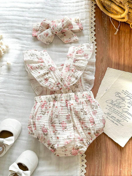 Baby Floral Print Sleeveless Jumpsuit for Casual Summer Daily Wear and Outings
